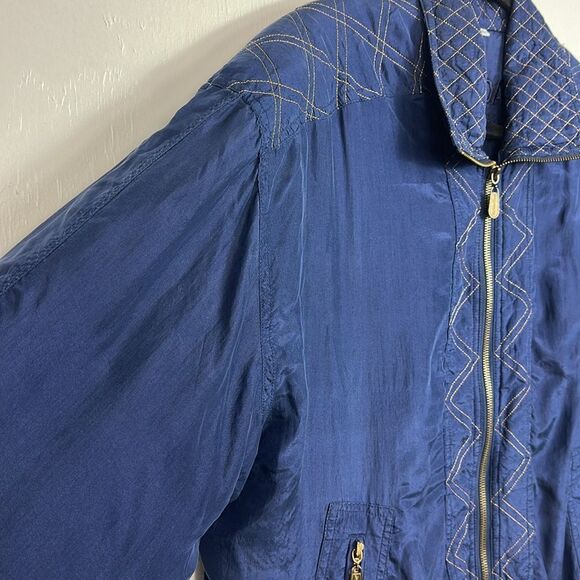 Fuda International Vintage Silk Blue Zip-Up Bomber Jacket Size XL - Picture 2 of 8